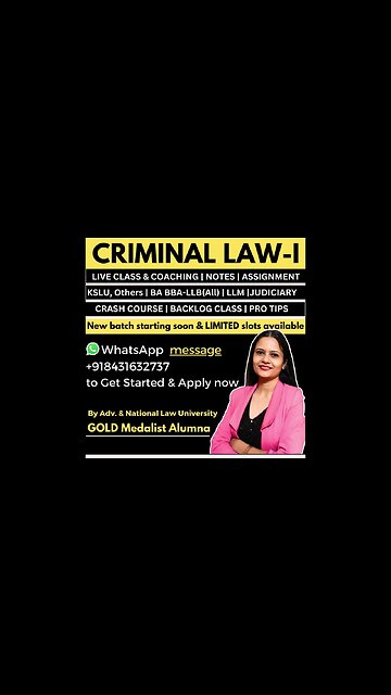 CRIMINAL LAW 1 Indian Penal Code online live coaching class for LL.B. students KSLU KLE