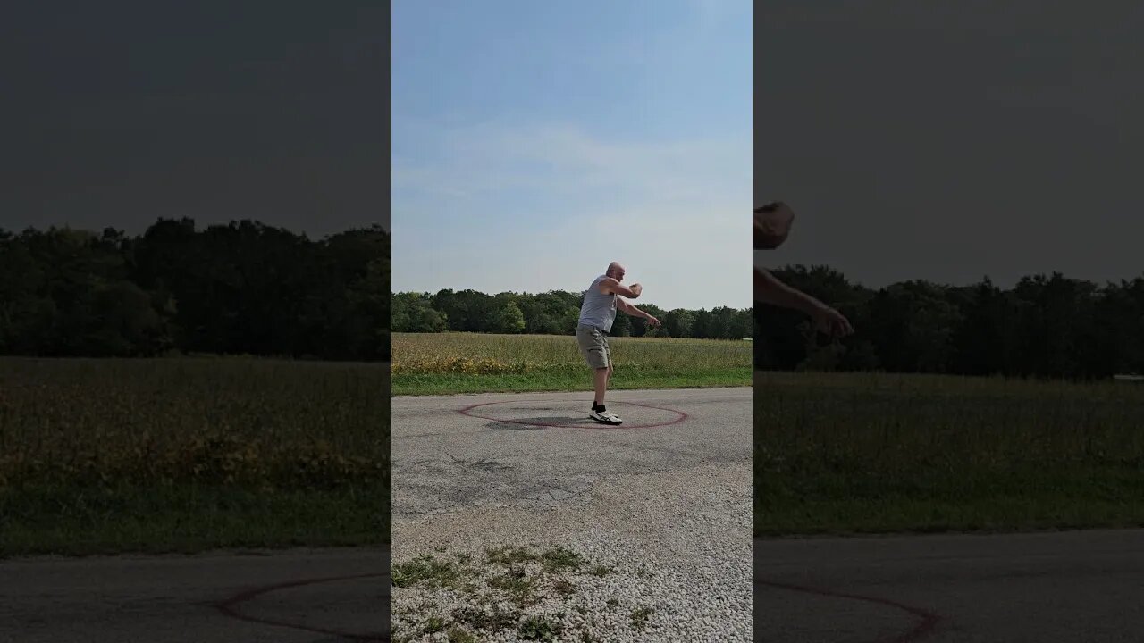 Discus Throw practice, Crazy old man