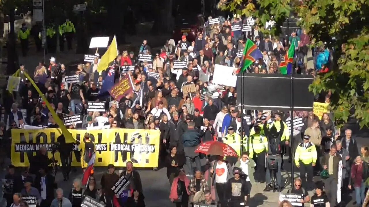 ANTI VAXX PASSPORT RALLY VIEW FROM CARINGCROSS BRIDGE 30/10/2021#UNITEFORFREEDOM