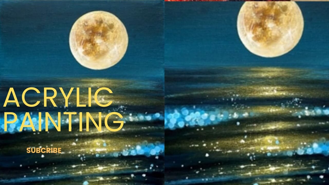 Easy Way to Draw a Full Moon Scenery / Acrylic Painting for Beginners