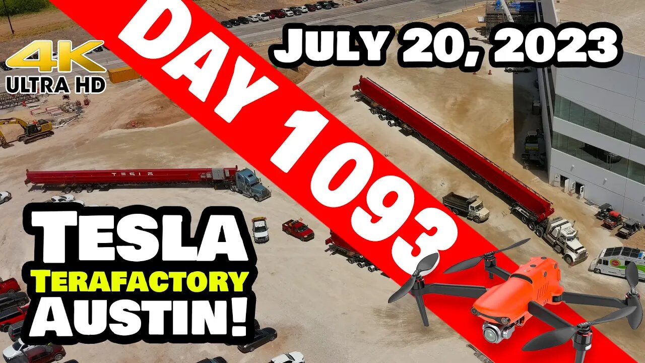 MORE BRIDGE CRANES AT GIGA TEXAS! - Tesla Gigafactory Austin 4K Day 1093 - 7/20/23 - Tesla Giga TX