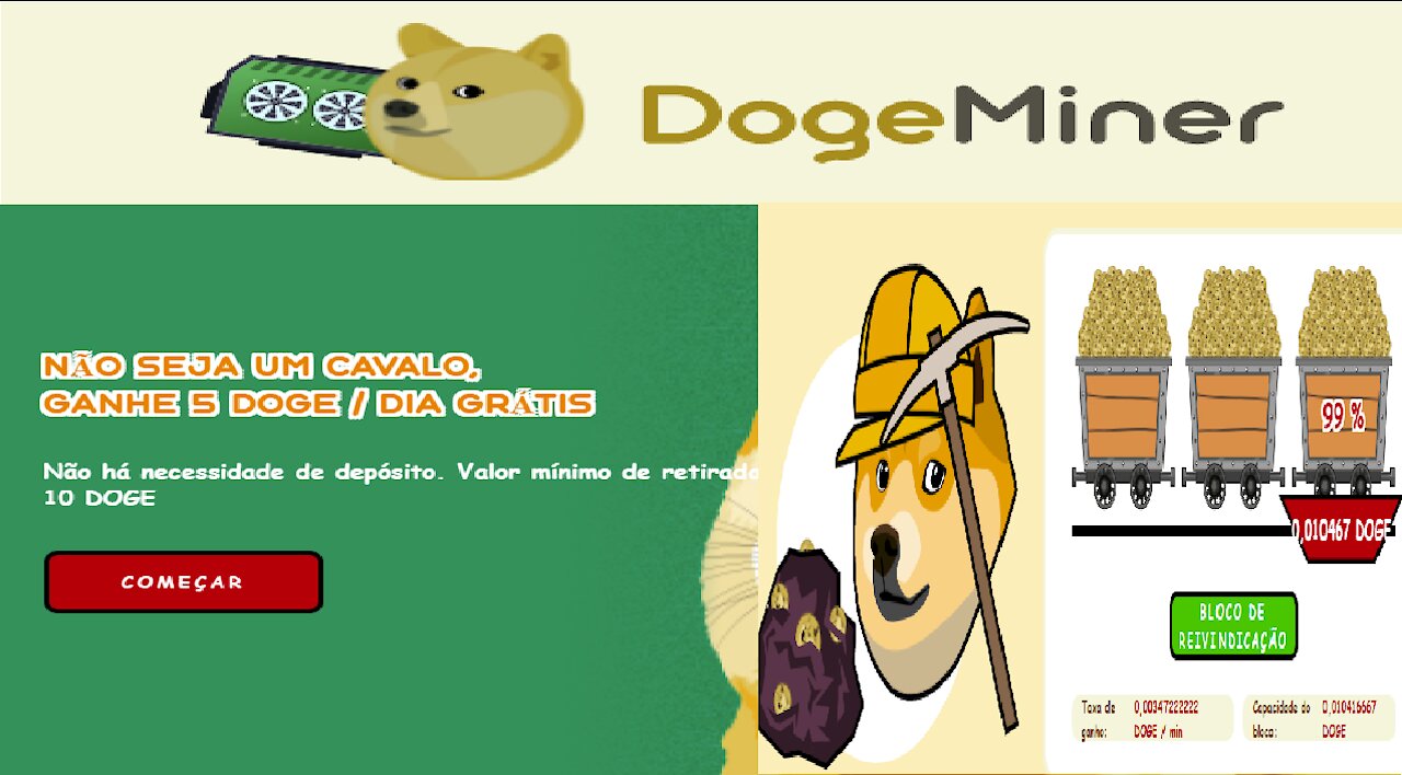 [ DOGEMiner ] Como ganhar DogeCoin Grátis | 10 DOGE sem investimento | 10 DOGE Minimo | Home Office