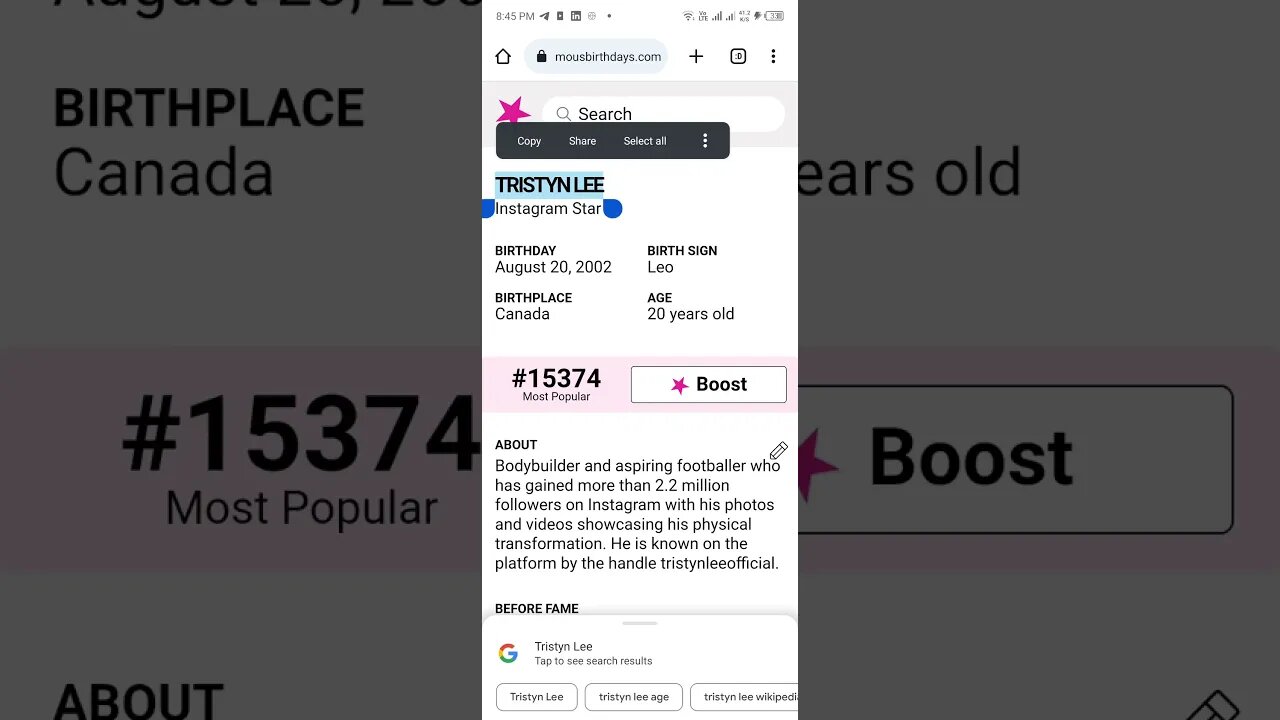 HAPPY 20 YEARS OLD BIRTHDAY TRISTYN LEE