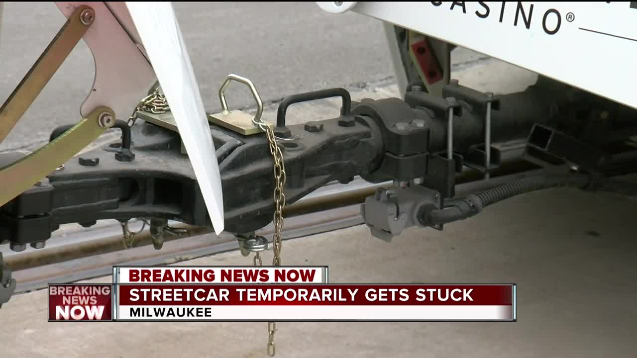 Milwaukee streetcar 'The Hop' gets stuck on St. Paul Ave. Bridge, causes delays