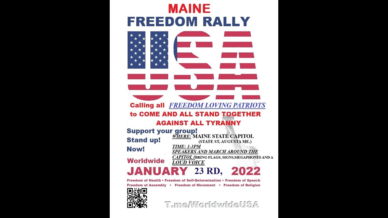 MAINE WORLDWIDE FREEDOM RALLY 1/23 1-3PM MAINE STATE CAPITOL