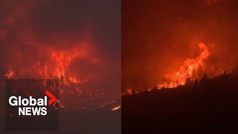 BC wildfires: Eagle Bluff fire engulfs mountainside in Osoyoos as it spreads across US border