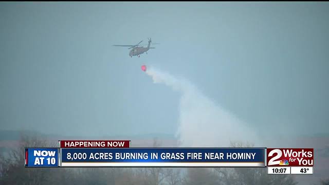 Crews battle massive grass fire in Osage County