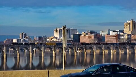 Norfolk Southern crossing the Bridge at Harrisburg Pa. December 30 2022 #railfanrob