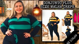 🛍️ CONJUNTO FEMININO PLUS SIZE MALHA CREPE VÁRIAS CORES