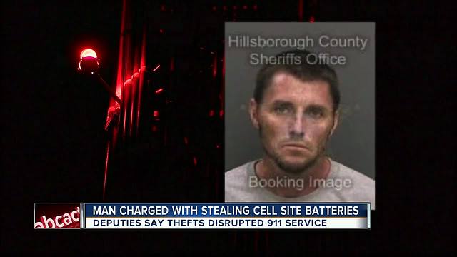 Ruskin man arrested for breaking into cell phone towers and stealing batteries