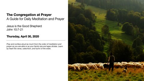 Jesus is the Good Shepherd - The Congregation at Prayer for April 30, 2020