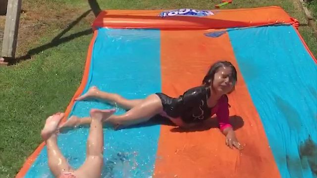 Funny Water Slide Mishap