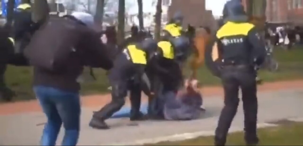 Rotterdam police beat a man while he is down