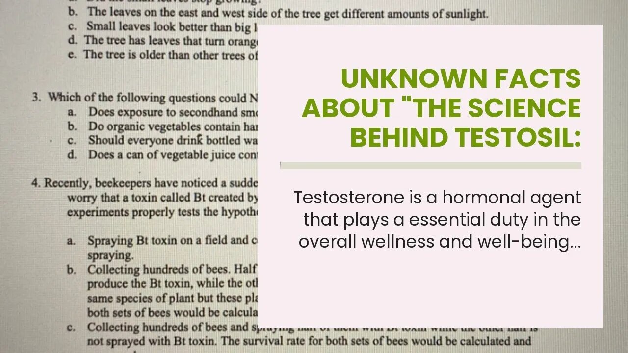 Unknown Facts About "The Science Behind Testosil: Understanding How it Works"