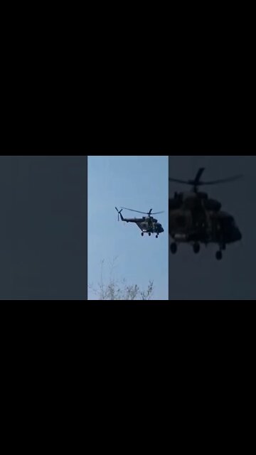 Russian Helicopters fly r Over The Beach In Mariupol And Yeysk