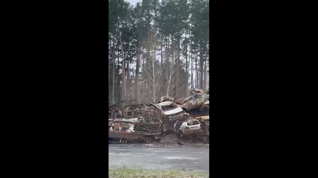 A cemetery of burnt and unrepairable cars in Irpin, Kyiv region