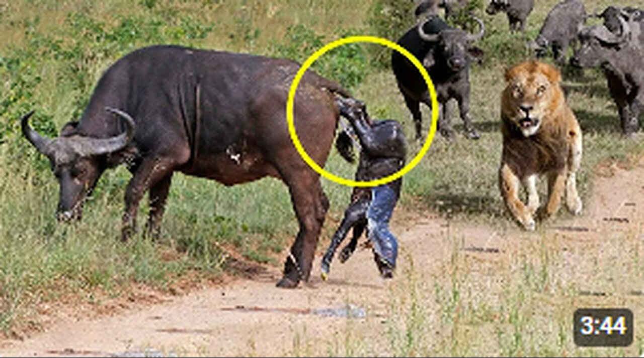 Tragic Birth: Mother Buffalo and Calf's Fate Sealed by Lion Attack