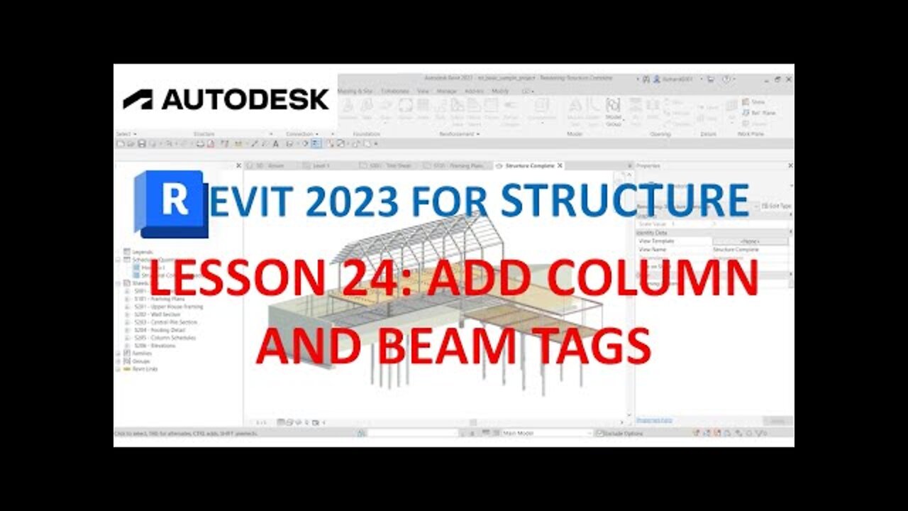 REVIT 2023 STRUCTURE: LESSON 24 - ADD COLUMN AND BEAM TAGS