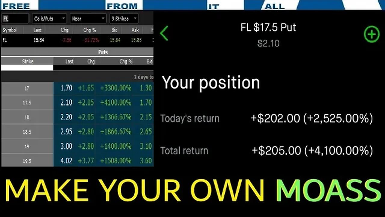 $FL PUTS PRINTED +4400% TODAY - $PTON CRUSHED = MAKE YOUR OWN MOASS + $AMC NEW OPTIONS CHAIN