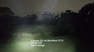 Long-range Flashlight Beamshot test: Convoy S2+ vs Wurkkos FC12