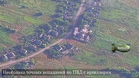 Russian artillery pounds a house in Udy, Kharkov