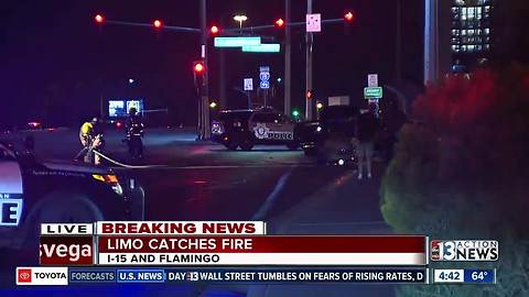 Limo fire on Flamingo Road