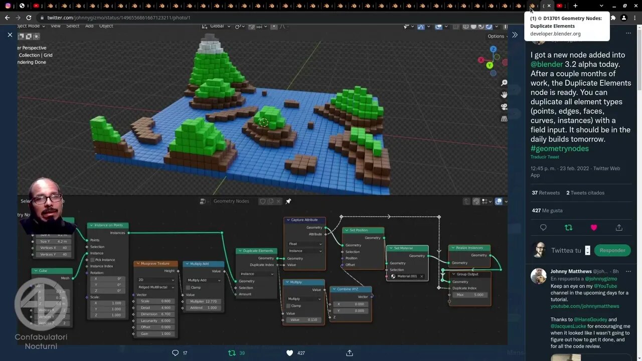 Blender_Nuevo nodo de geometria para duplicar elementos (hecho por @Johnny Matthews )