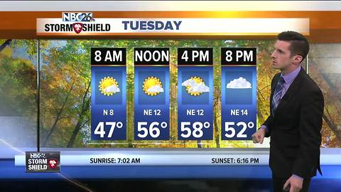 Cooler but seasonable Tuesday