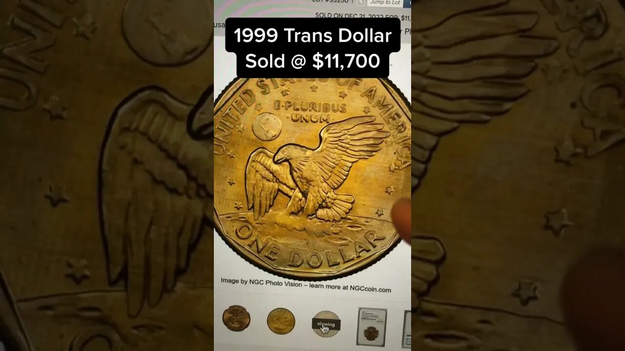 $10,000+ RARE SBA DOLLAR - 1999 TRANSITIONAL PLANCHET GOLD COLORED COIN