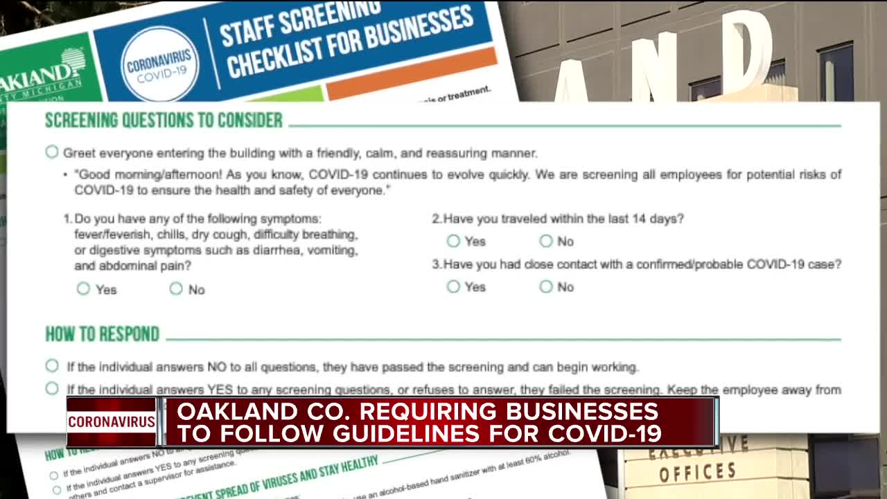 Oakland County requiring businesses to follow guidelines for COVID-19