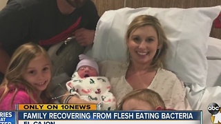 Mom and baby recovering from flesh eating bacteria