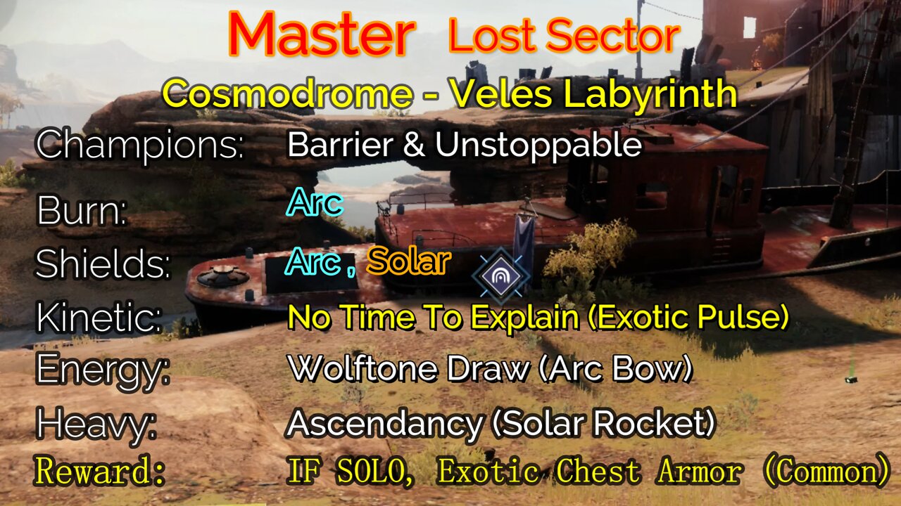 Destiny 2 Master Lost Sector: Cosmodrome - Veles Labyrinth 5-21-22