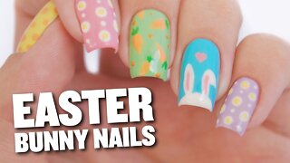 Easter Bunny & Eggs Nail Art Design