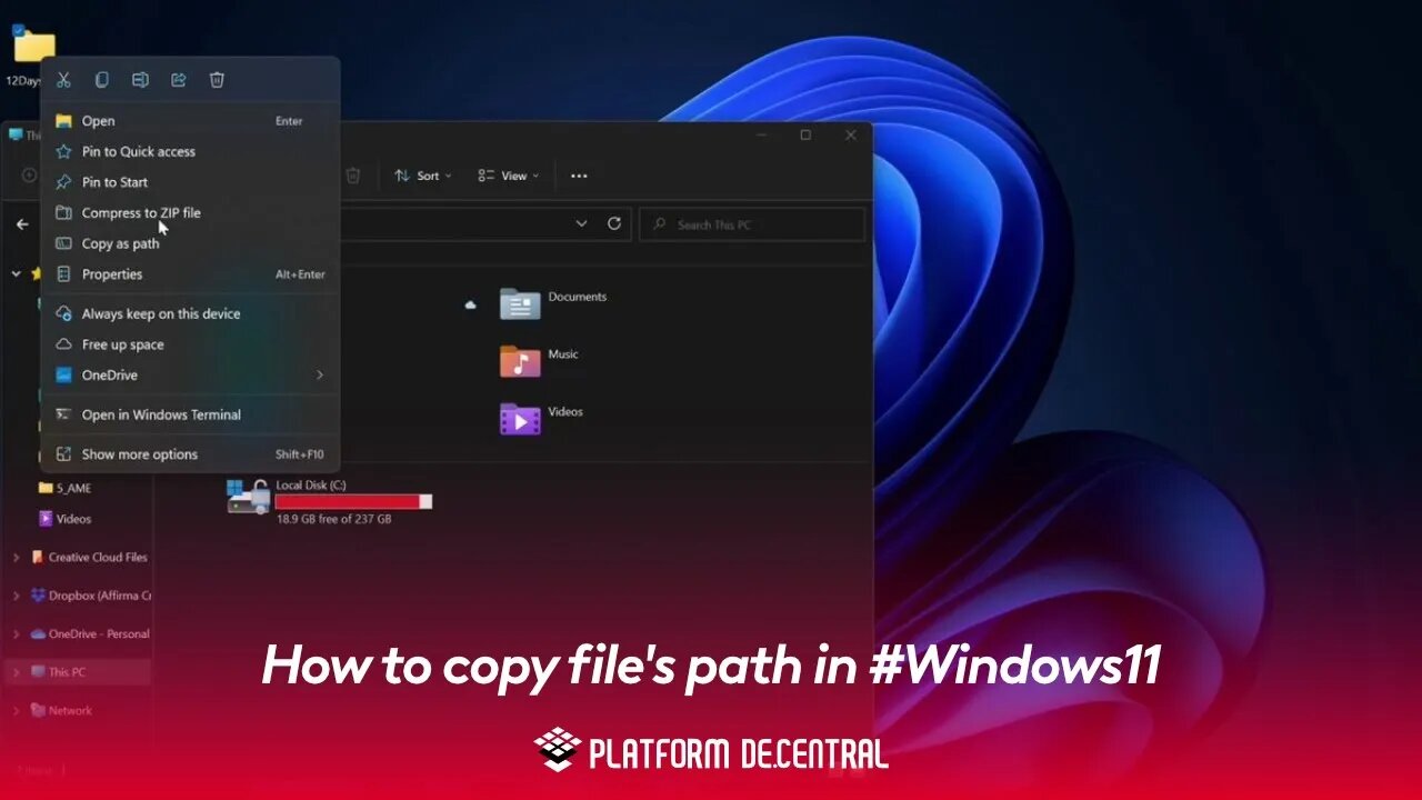 How to copy file's path in #Windows11