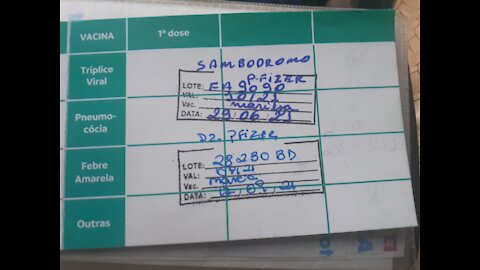 Hoje eu recebi a minha segunda dose da Pfizer