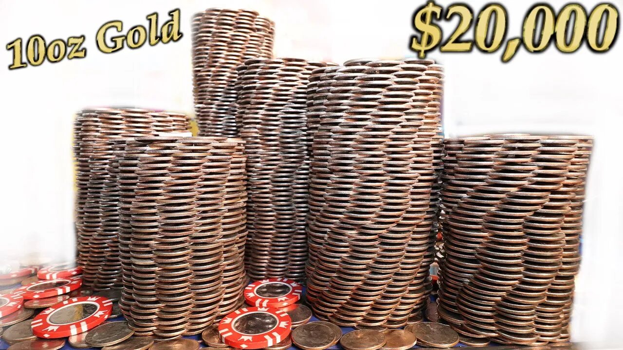 🟡0VER (10oz) of Gold! That's $20,000 of Gold inside This Coin Pusher! ASMR