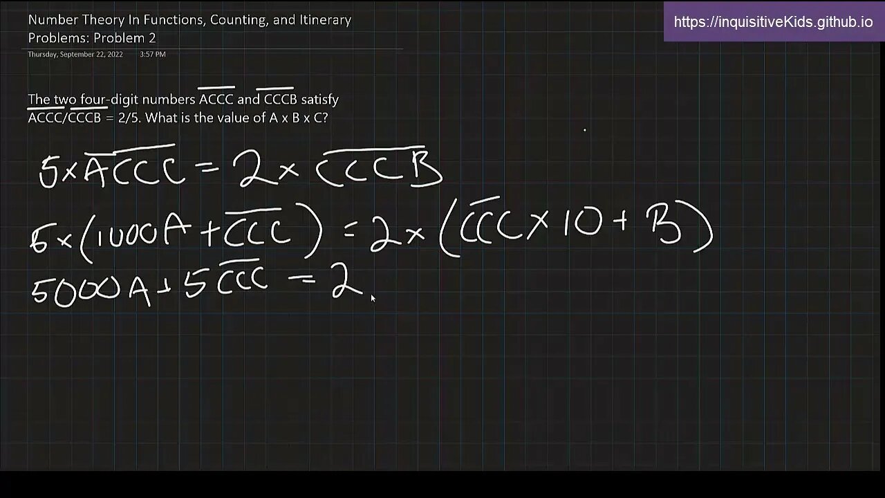 6th Grade Number Theory In Functions Counting and Itinerary Problems: Problem 2