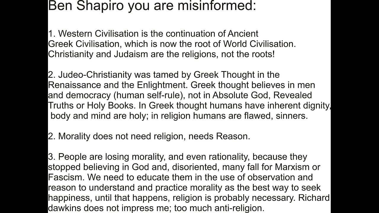 Ben Shapiro is wrong on Judaism, Christianity and Western Civilization