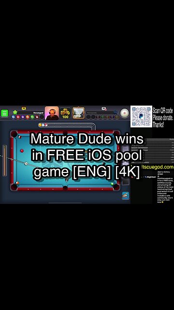 Mature Dude wins in FREE iOS pool game [ENG] [4K] 🎱🎱🎱 8 Ball Pool 🎱🎱🎱