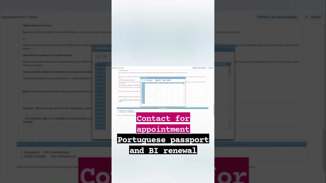 Contact for Portuguese passport and BI renewal appointment #bharatsamgi #shorts #shortsvideo #reels