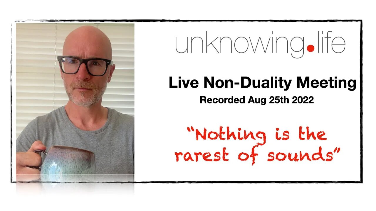 "Nothing is the rarest of sounds" - Live Non-Duality Meeting Recorded August 25th