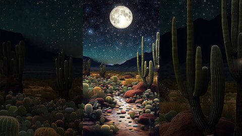 #cactus #night #moonlight #moon #nature #ringtone #digitalart #landscape #stars #desert #shorts