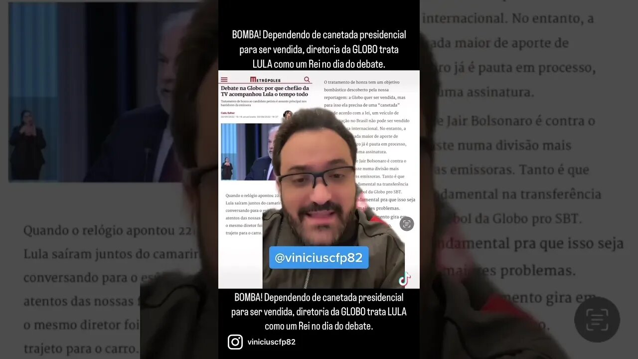 EXPLICADO! Diretoria da GLOBO trata LULA como um Rei no dia do debate P1