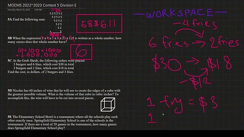 MOEMS | 2022~2023 | Contest 5 | Division E | Answers & Solutions