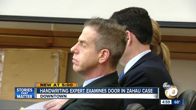 Handwriting expert examines door in Zahau case