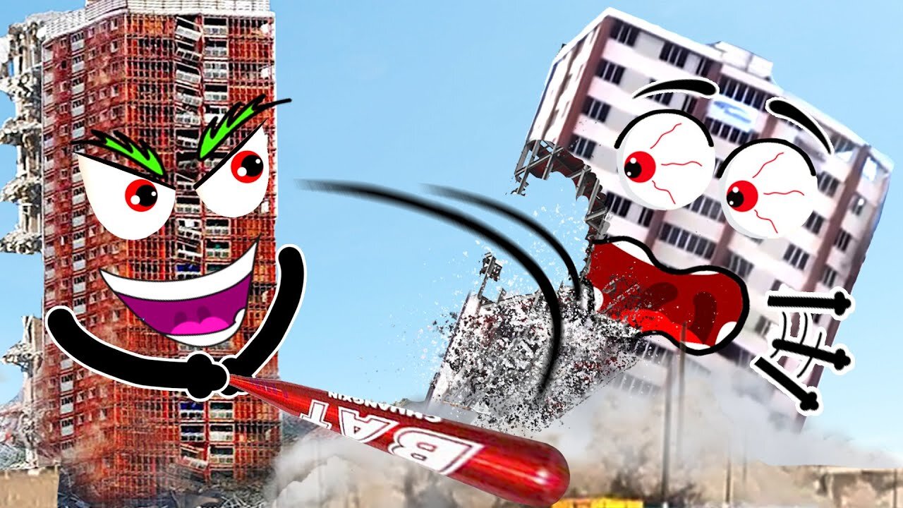 Building Demolitions | Heavy Equipment Machines Working | Lucky Doodles