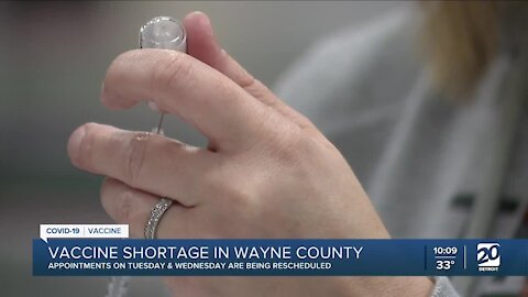 Vaccine shortage in Wayne County leads to appointment cancellations