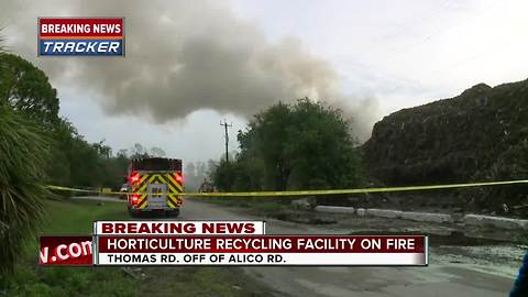 Mulch fire burning in SOuth Fort Myers