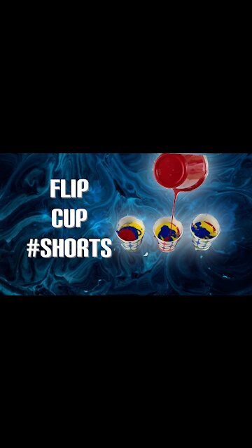 (85) Triple Flip Cup Acrylic Pour in Primary Colors 💙❤️💛 #shorts
