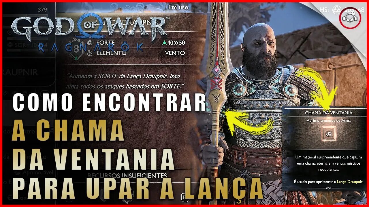 God of war Ragnarok, Como encontrar a Chama da Ventania para Upar a Lança | Super dica